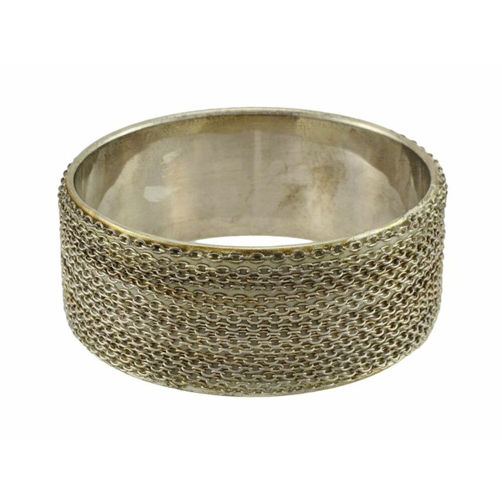 Silver Tone Link Chain Bangle Bracelet